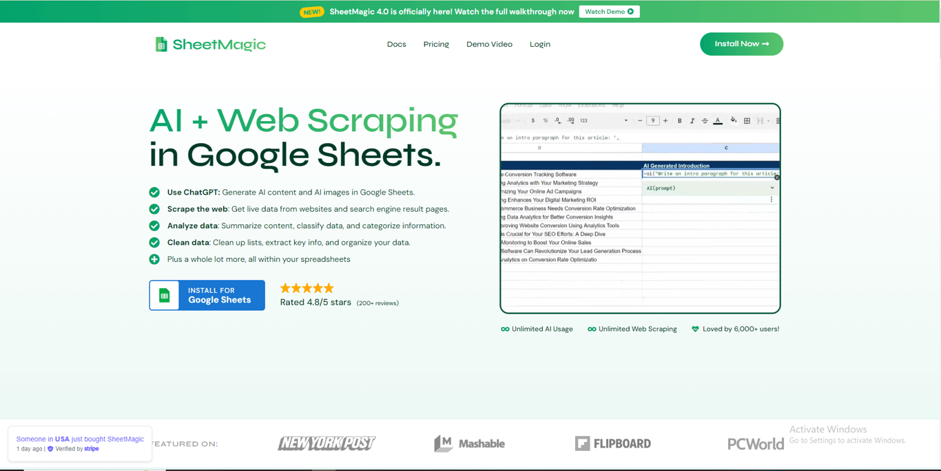 SheetMagic homepage