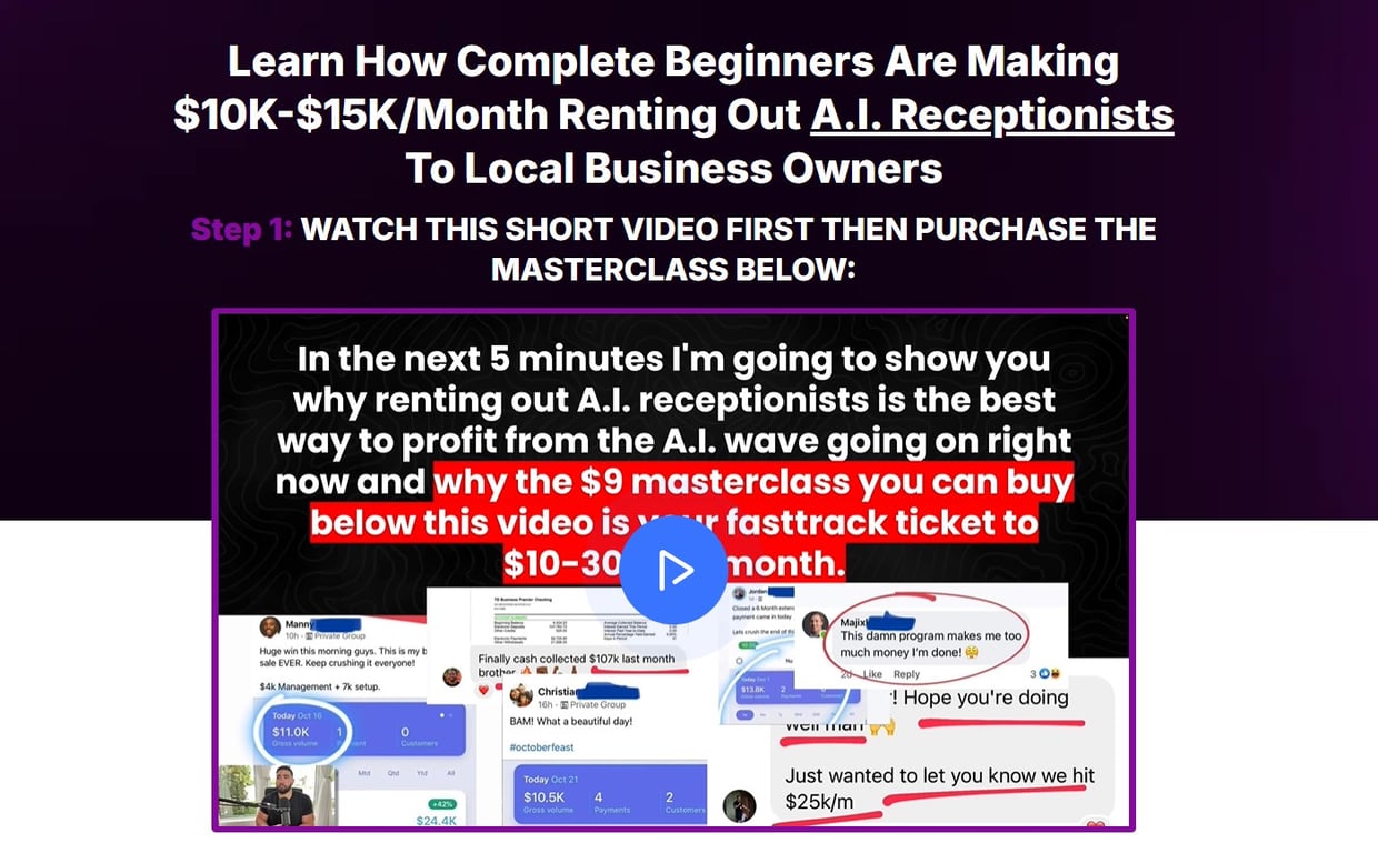 A.I. Receptionist Masterclass Homepage