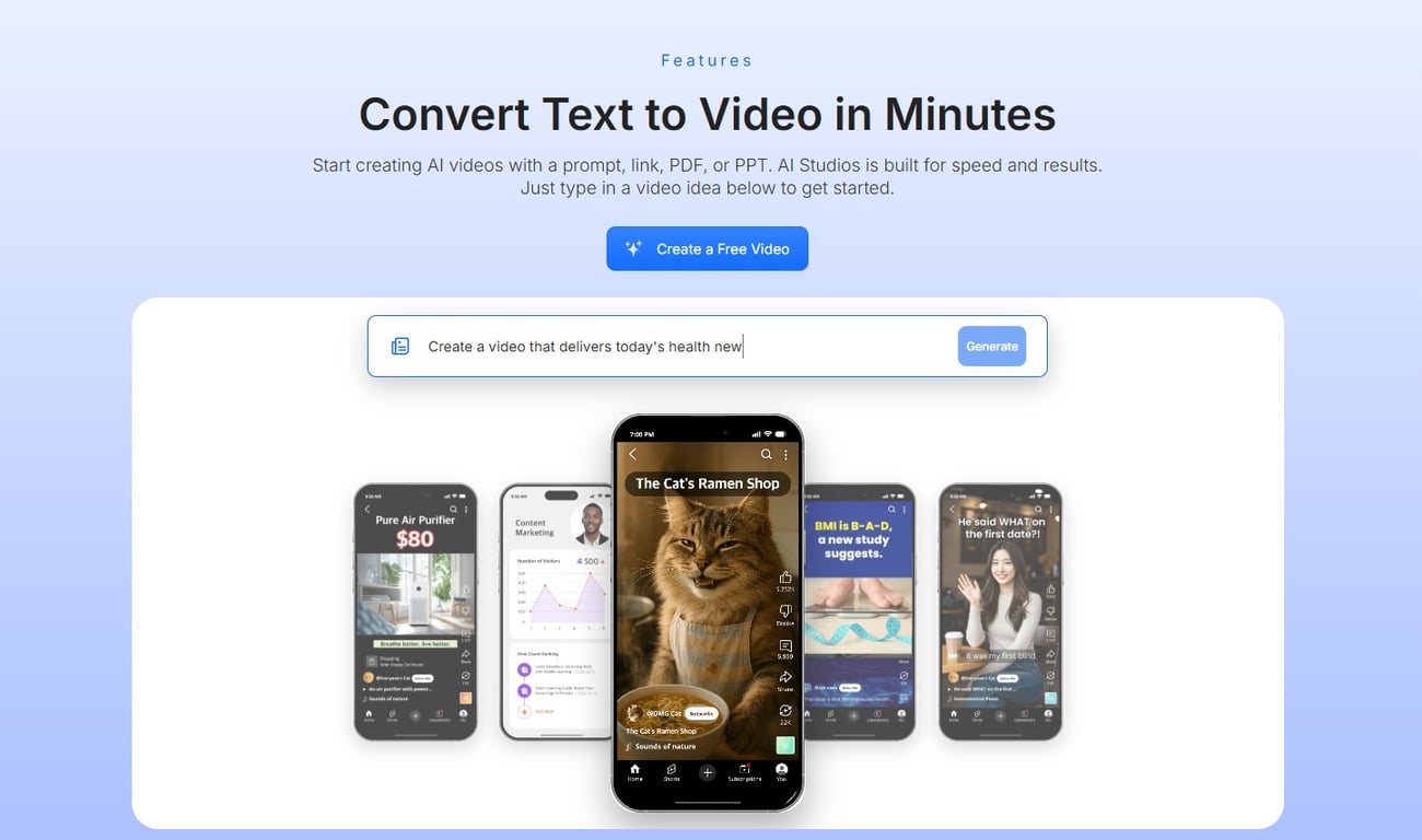 Các bước chuyển văn bản thành video với avatar AI trên nền tảng AI Studios