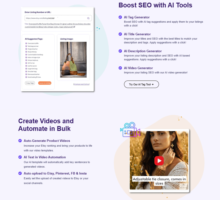 seller-marketing-tool-ai-tag-generator-interface-and-bulk-video-automation-blocks