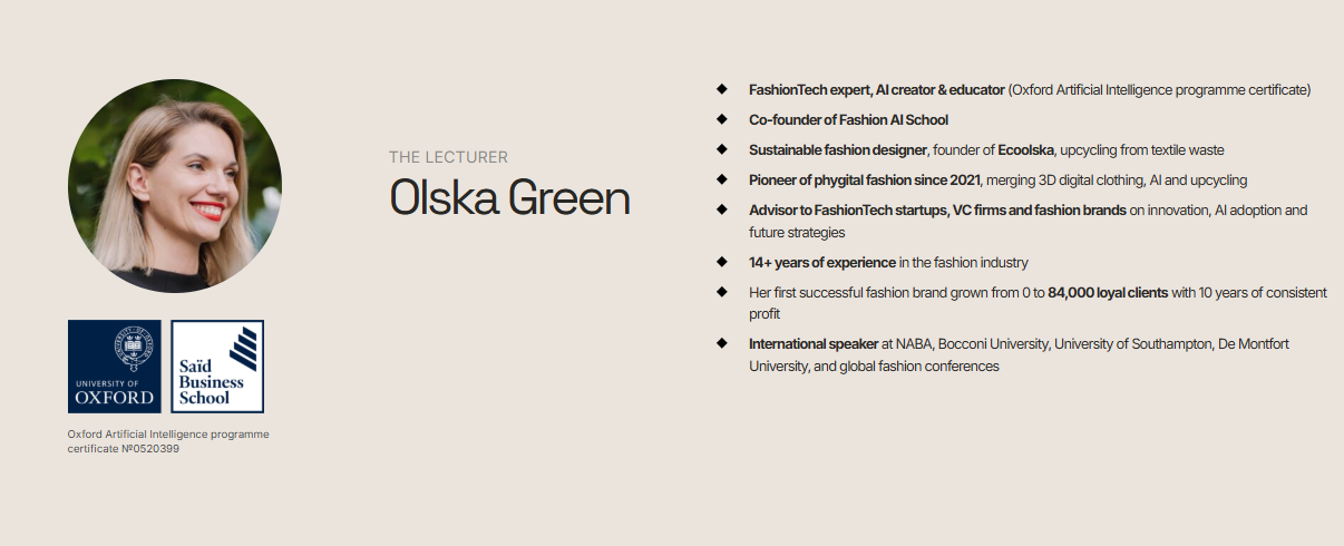 fashion-ai-school-co-founder-and-lecturer-olska-green-oxford-artificial-intelligence-program-certificate