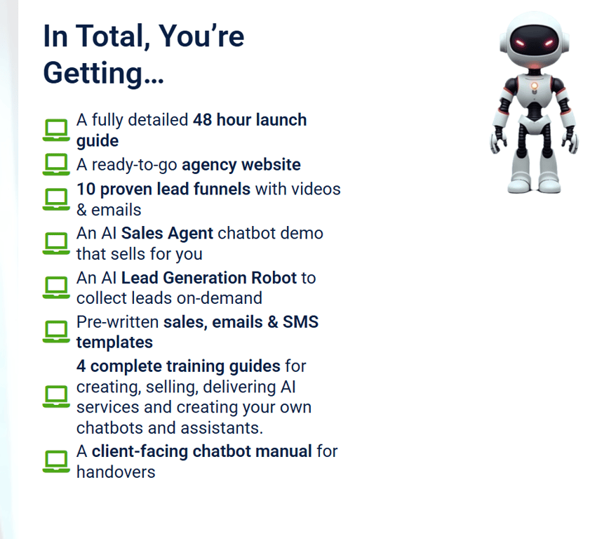 48 Hour AI Services Agency member dashboard with training modules and AI chatbot tools