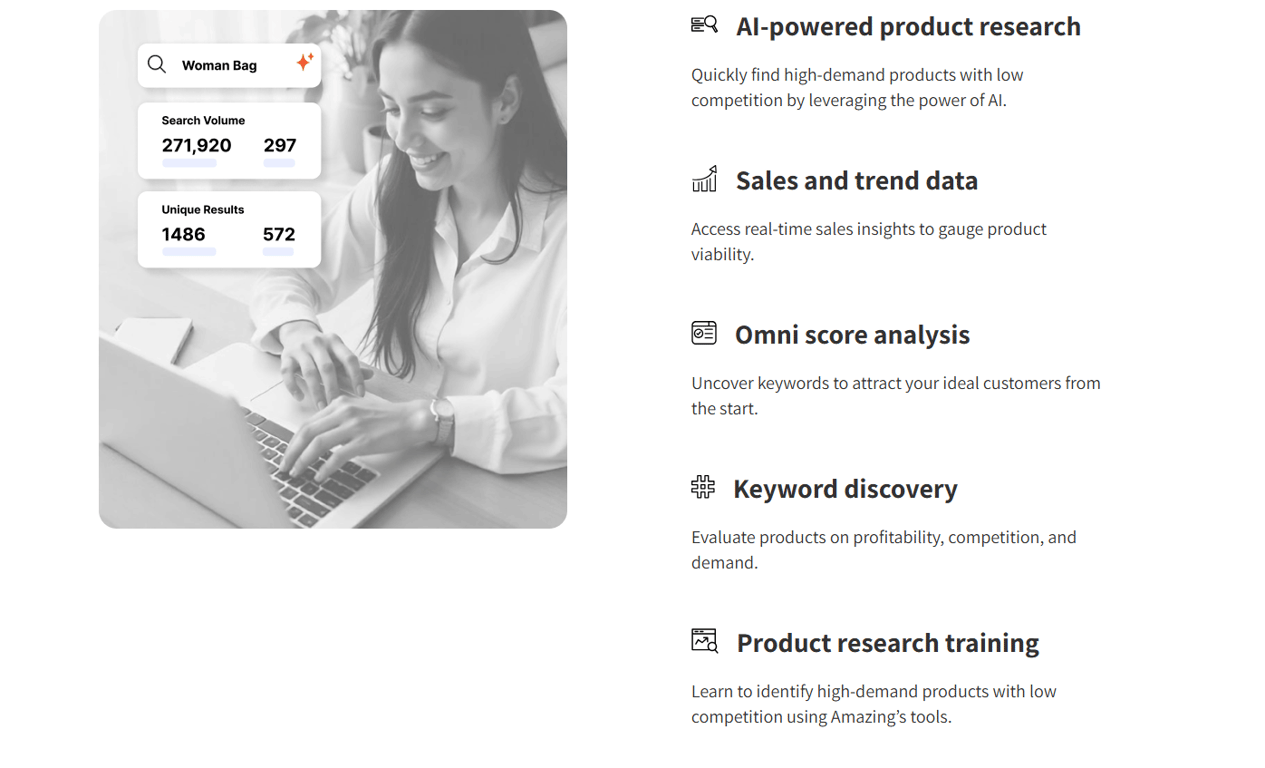 AI-product-research-metrics-list-shown-beside-a-laptop-user