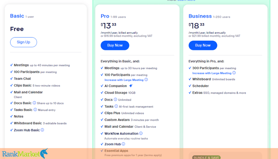 Zoom Pro Pricing