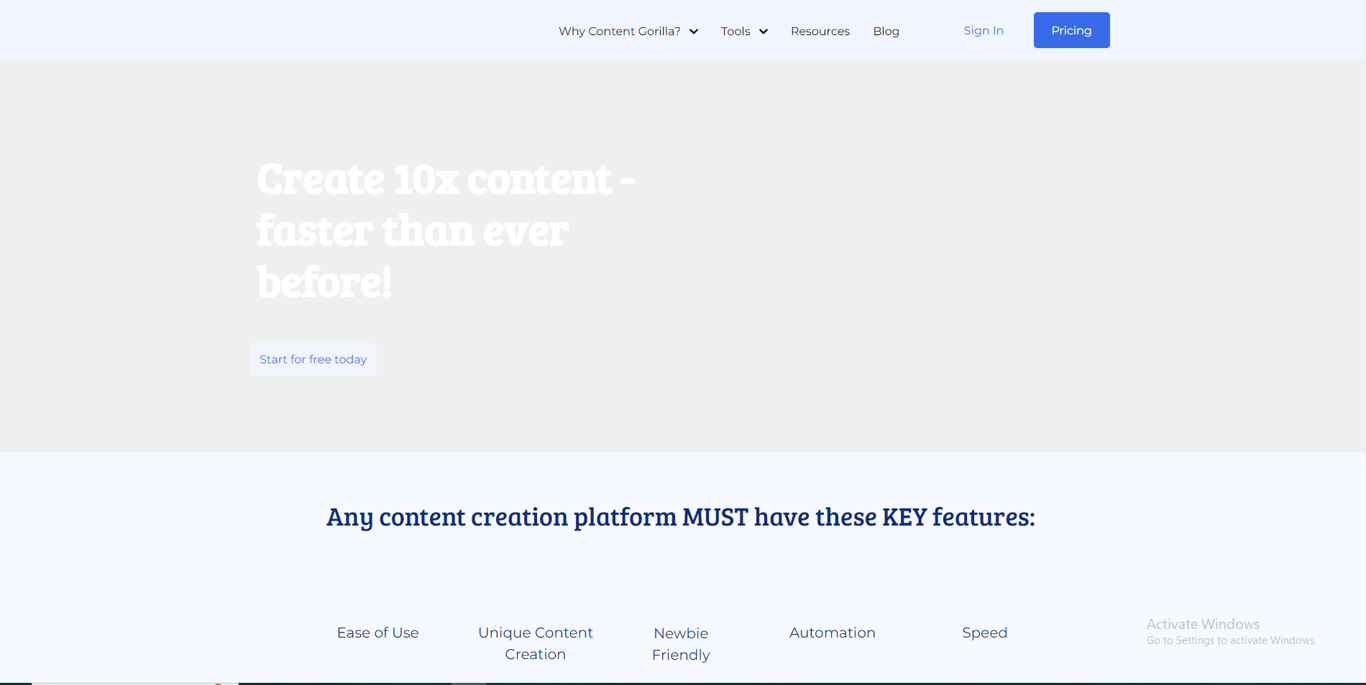 Content Gorilla homepage