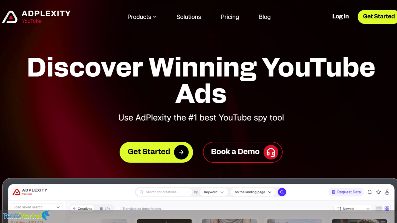 Adspy Youtube Dashboard Shows Video Ads Filtered By Keyword, Geo, And Traffic Source.
