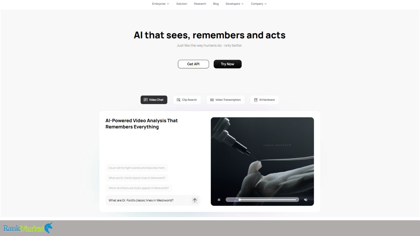 Memories-Ai-Landing-Page-Hero-Section-Titled-Ai-That-Sees-Remembers-And-Acts-Featuring-Video-Analysis-Prompt-Interface