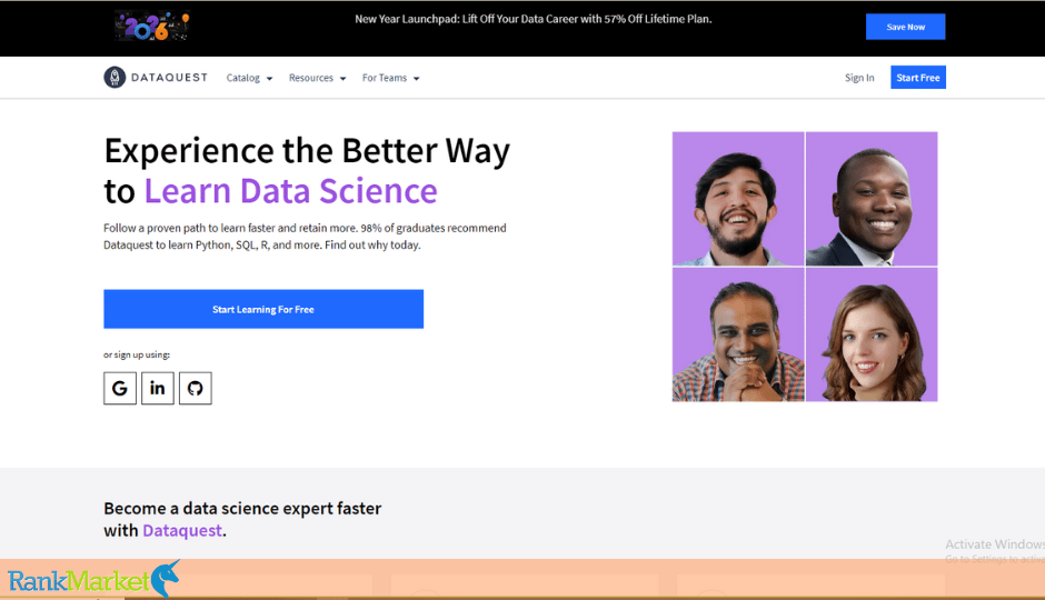 Dataquest Online Learning Platform Interface