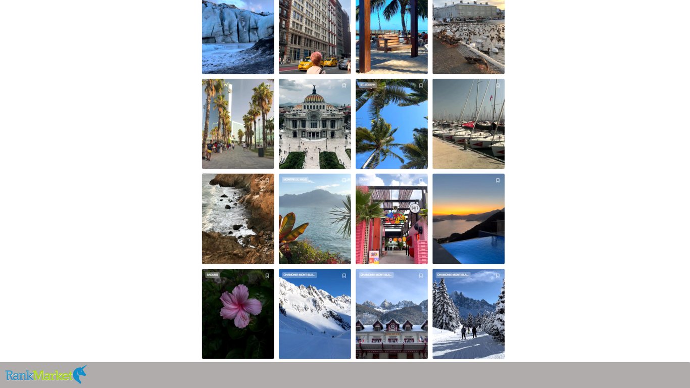 A-Sixteen-Panel-Media-Grid-Showcasing-Diverse-Travel-And-Nature-Vertical-Videos-Including-Snowy-Mountains-Tropical-Beaches-And-Cityscapes
