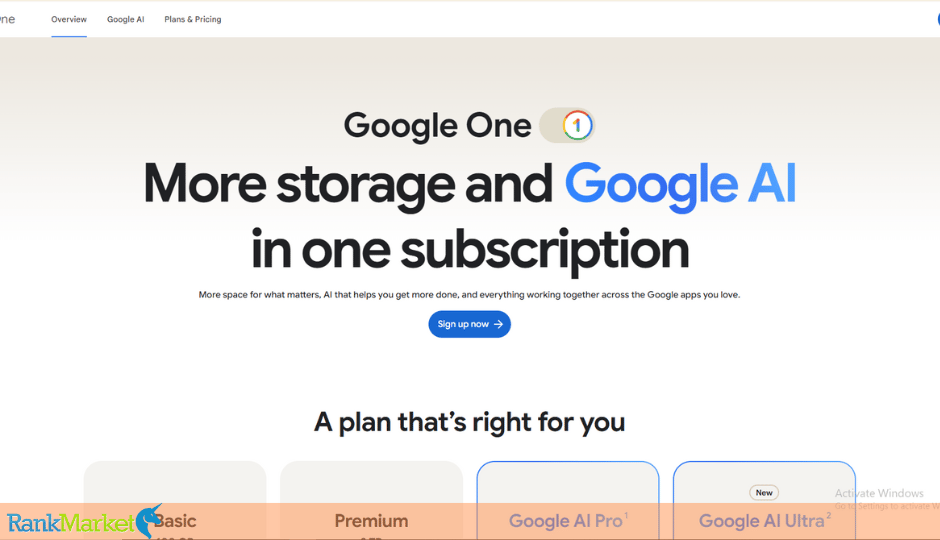 Google One Homepage