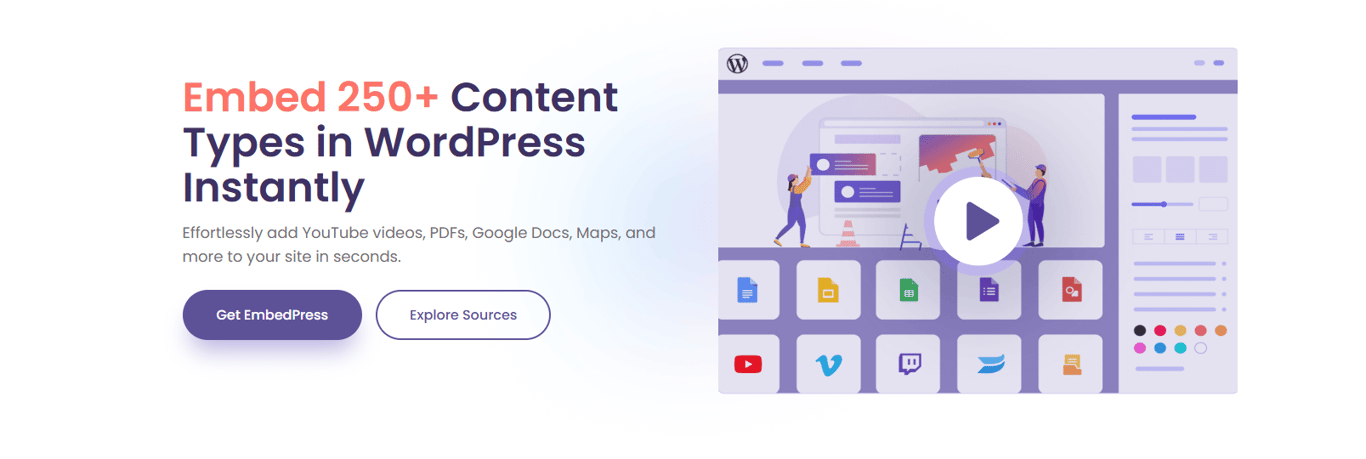 EmbedPress plugin allows easy embedding of videos, documents, and social media content into WordPress websites