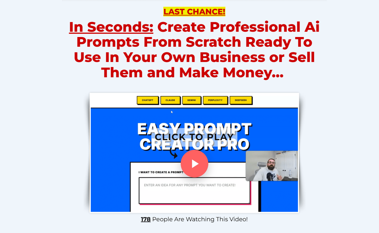 Buy-Easy-Prompt-Creator-Pro-homepage-dashboard-overview-by-Mark-Hess