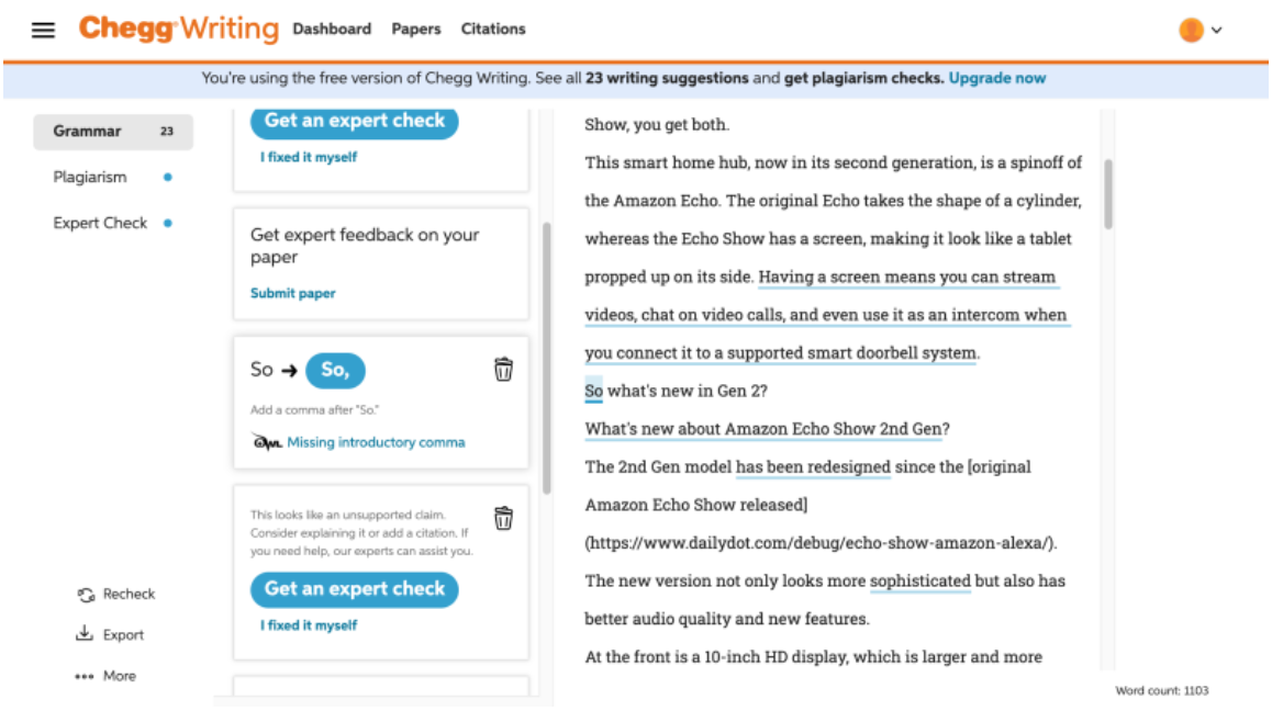 Chegg Study features