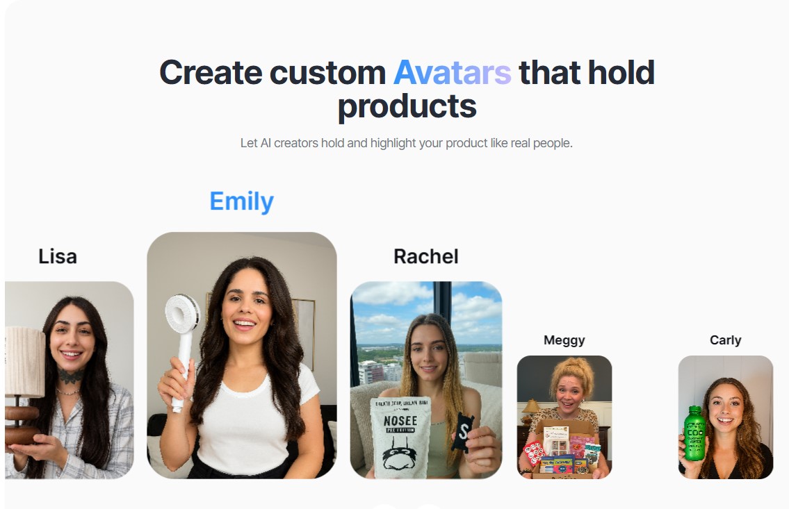 AI Avatar in MakeUGC video is holding and introducing the product