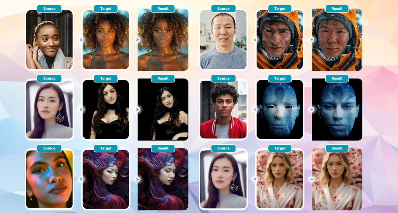 Comparison photos before and after using Picsi.Ai to swap faces