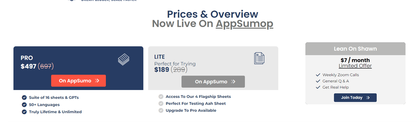 Aahsheet pricing