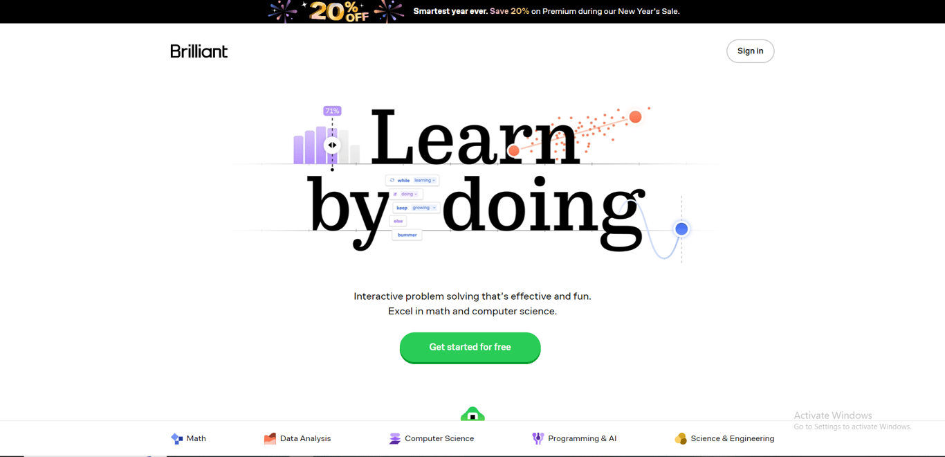 Brilliant online learning app interface