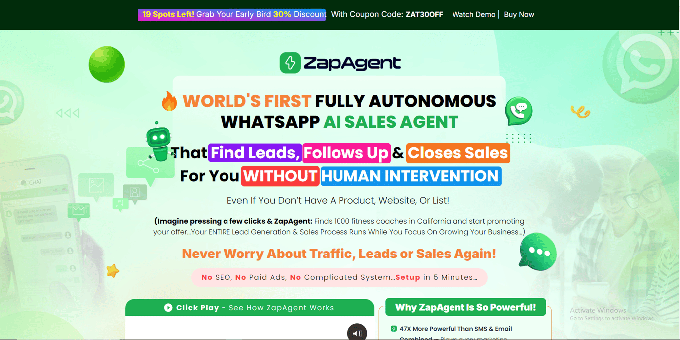 ZapAgent homepage