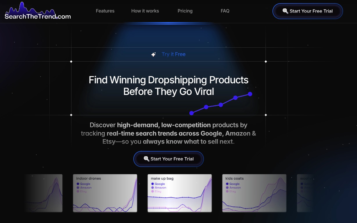 SearchTheTrend Homepage 