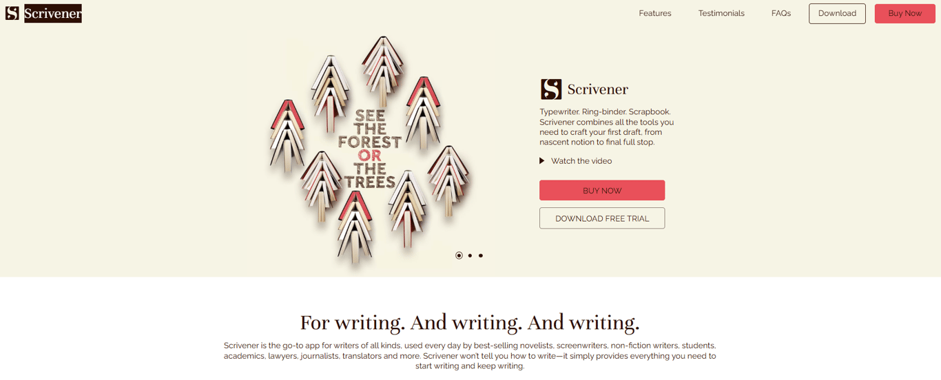 Symmetric-book-pine-tree-artwork-positioned-beside-red-and-white-call-to-action-buttons