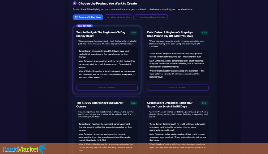 Productspark Ai Product Idea Comparison Cards