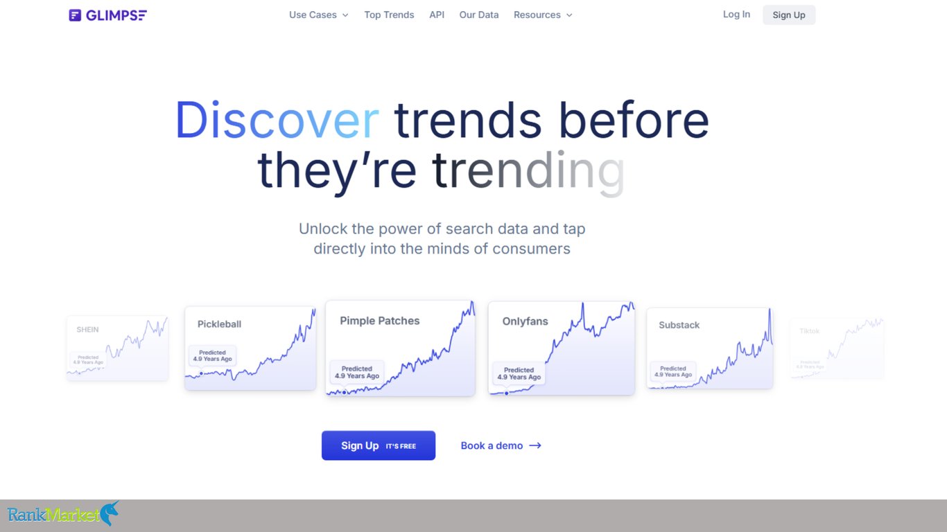 Glimpse-Platform-Homepage-With-The-Headline-Discover-Trends-Before-They-Are-Trending-Showing-Growth-Charts-For-Pickleball-And-Pimple-Patches