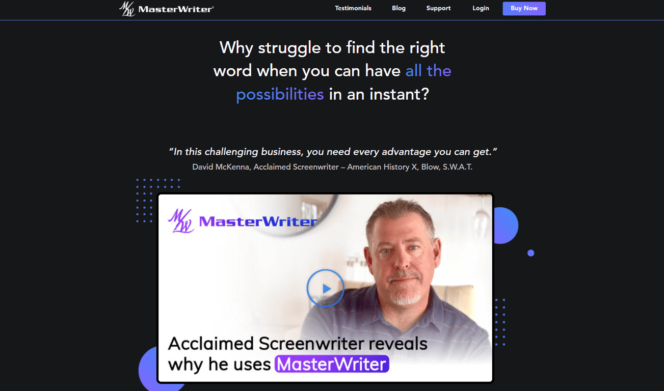 High-contrast-black-background-website-header-with-centered-headline-typography-and-video-thumbnail