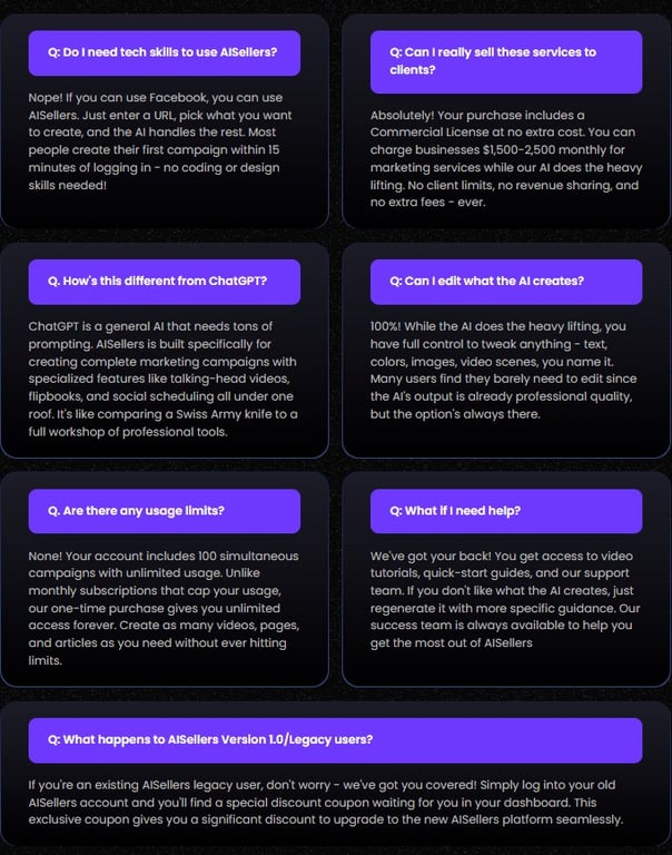 Aisellers 2.0 Faqs
