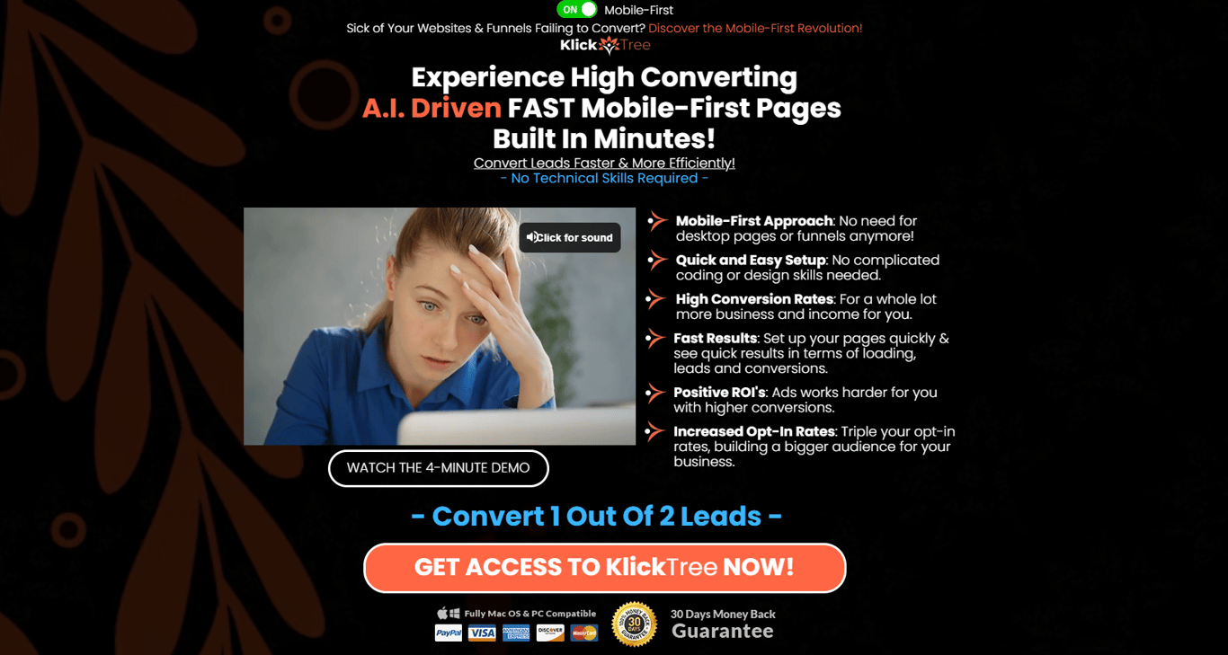 klicktree-mobile-first-ai-landing-page-builder-homepage-conversion-optimized