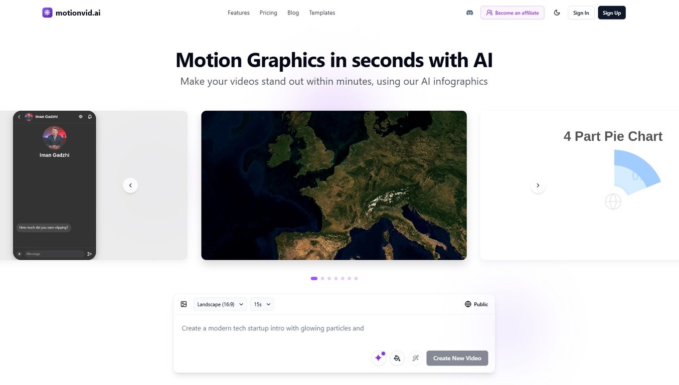 Motionvid.ai platform main interface