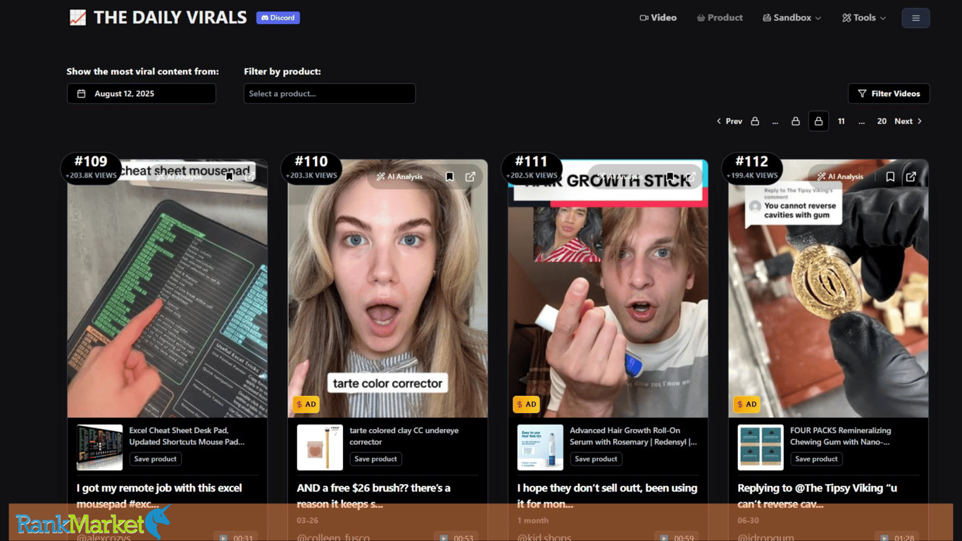 The Daily Virals Homepage Main Interface
