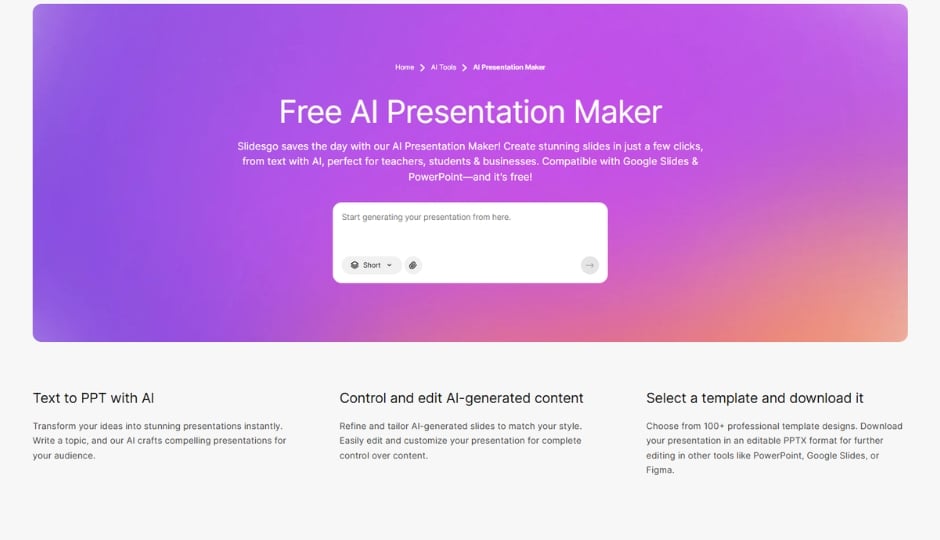 Slidesgo template collection preview including business, education, startup, and marketing presentation themes