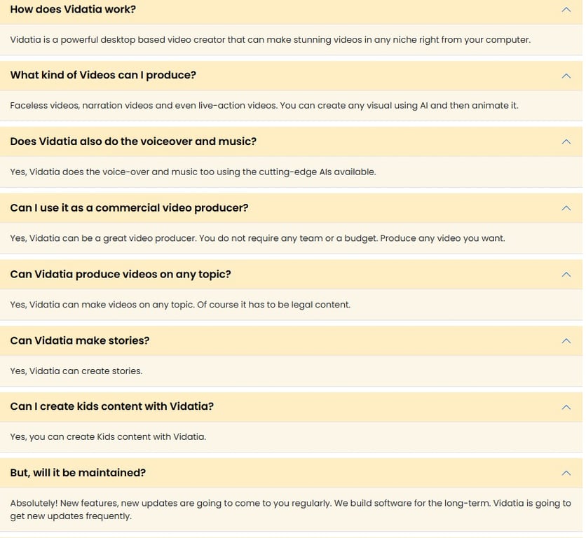 Vidatia Faqs