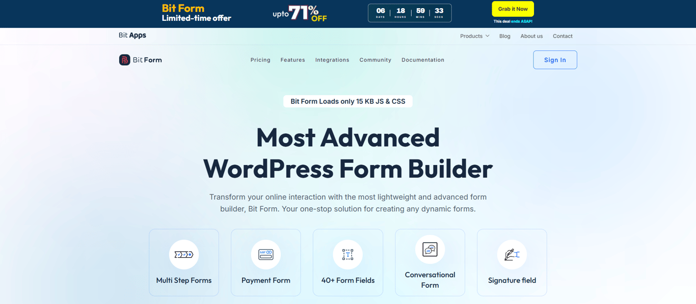 bitform-homepage-interface