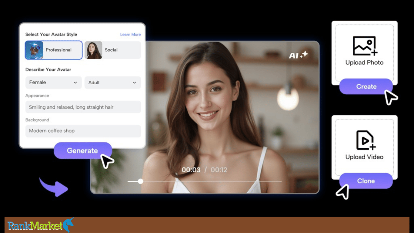 Video Upload Screen To Create A Personal Avatar With Joggai
