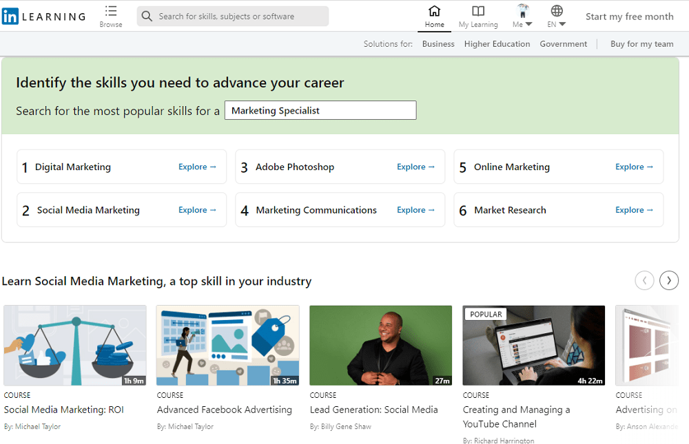 LinkedIn Learning features