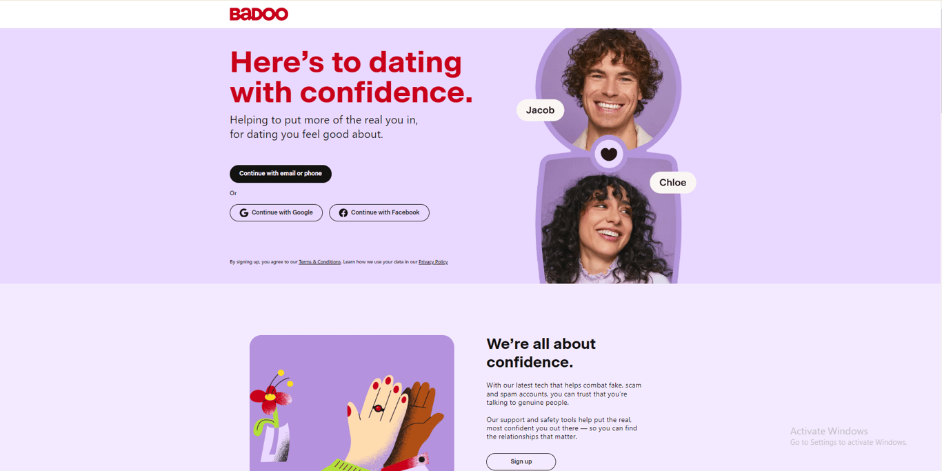 Badoo homepage