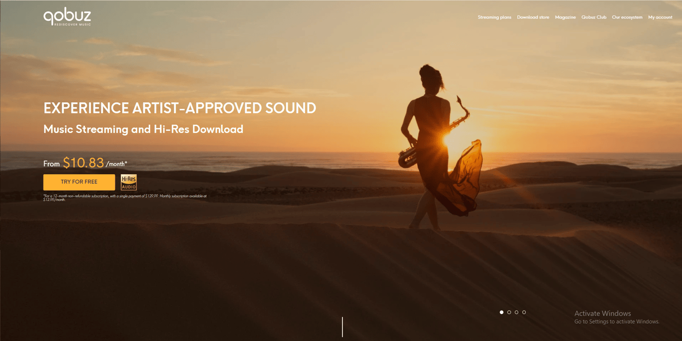 Qobuz homepage