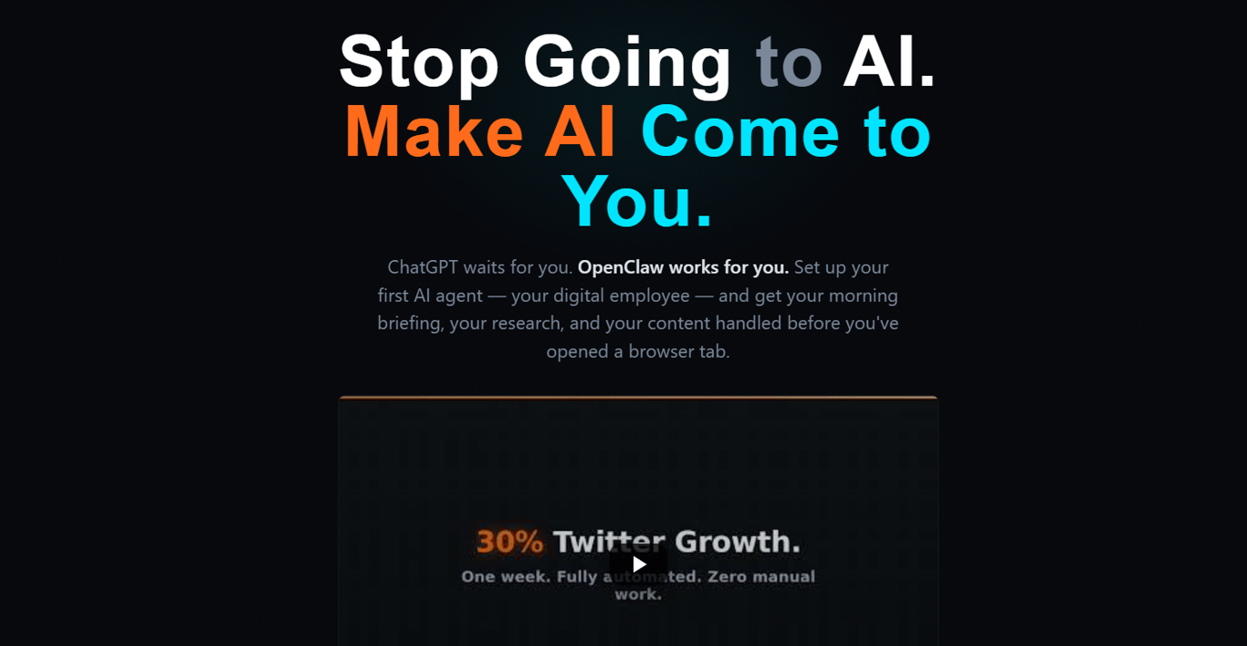 openclaw-quickstart-ai-automation-system-homepage-24-7-ai-agent