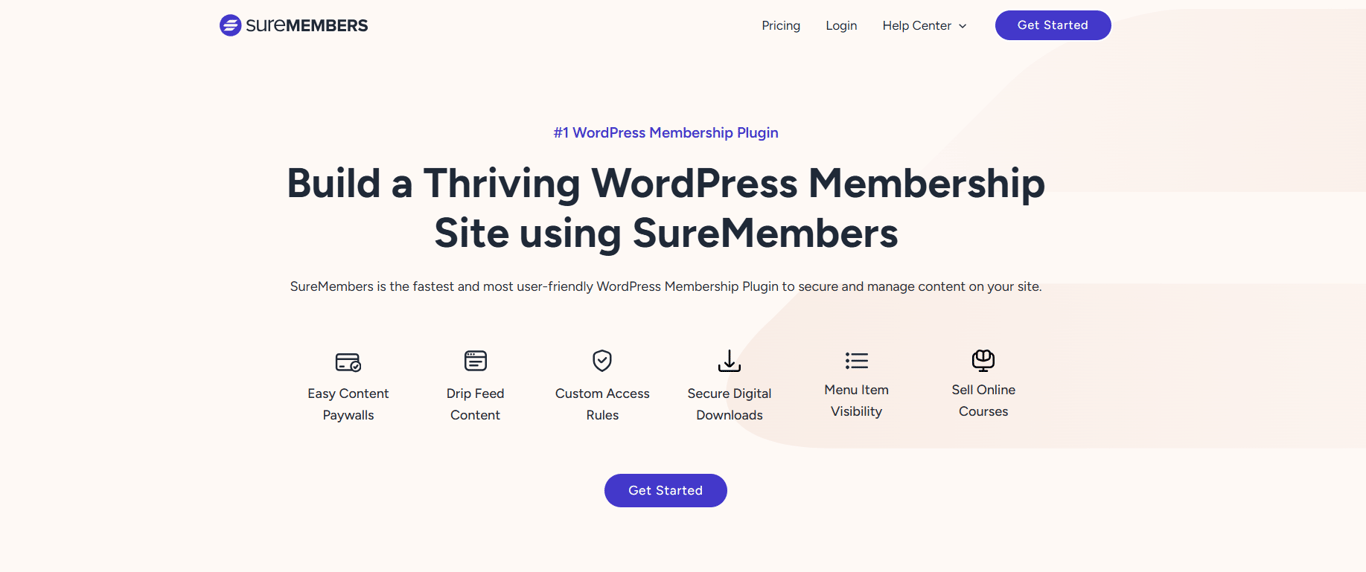 SureMembers WordPress membership plugin homepage showing access group management interface