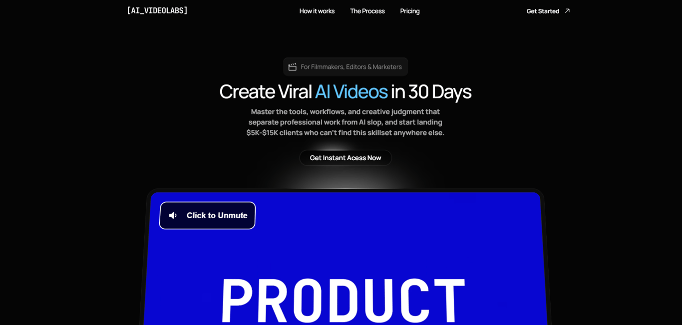 AI Video Labs homepage