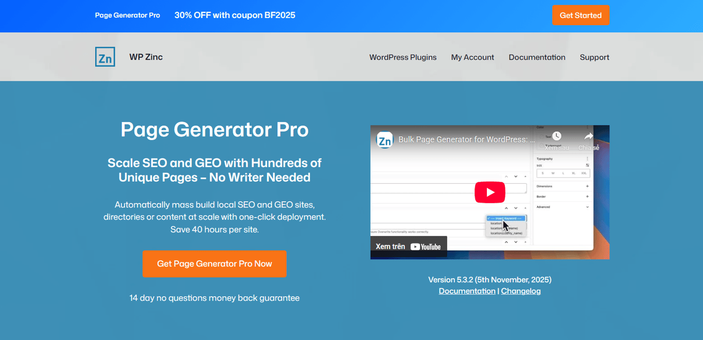 Page Generator Pro plugin interface