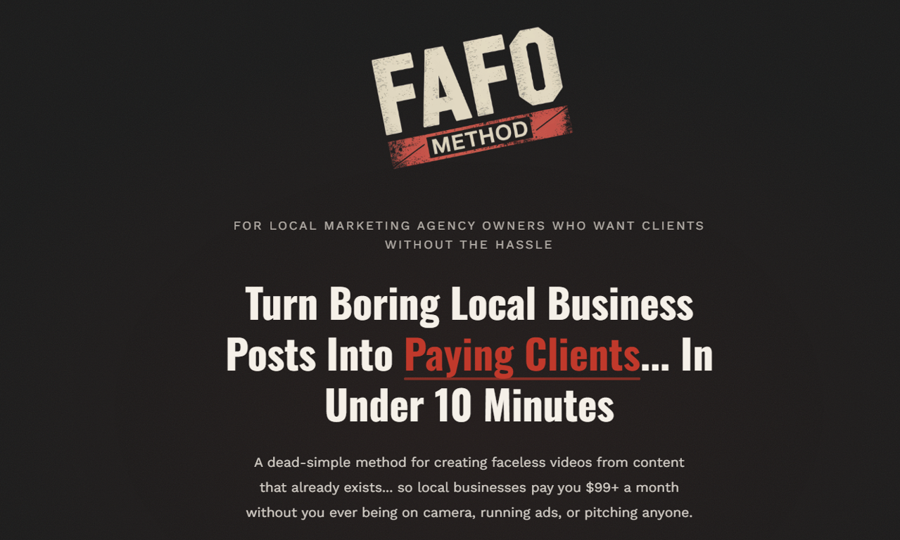 FAFO-Method-sales-page-banner-turning-local-business-posts-into-paying-clients