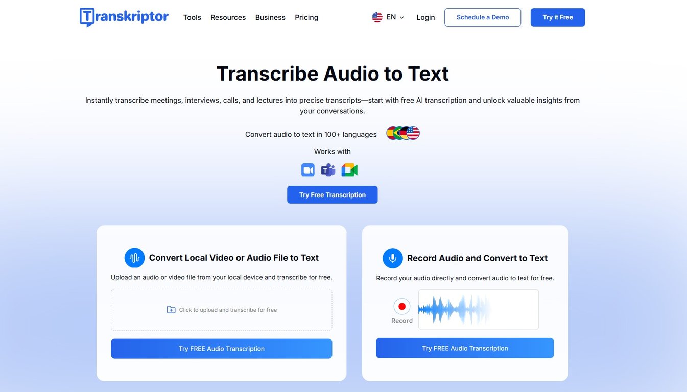 Transkriptor Home