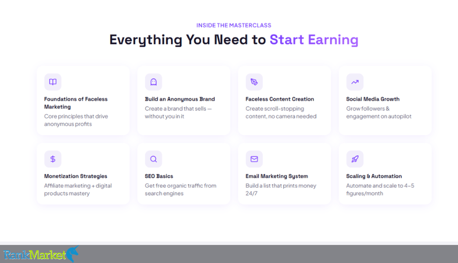 Faceless Marketing Masterclass + Otos