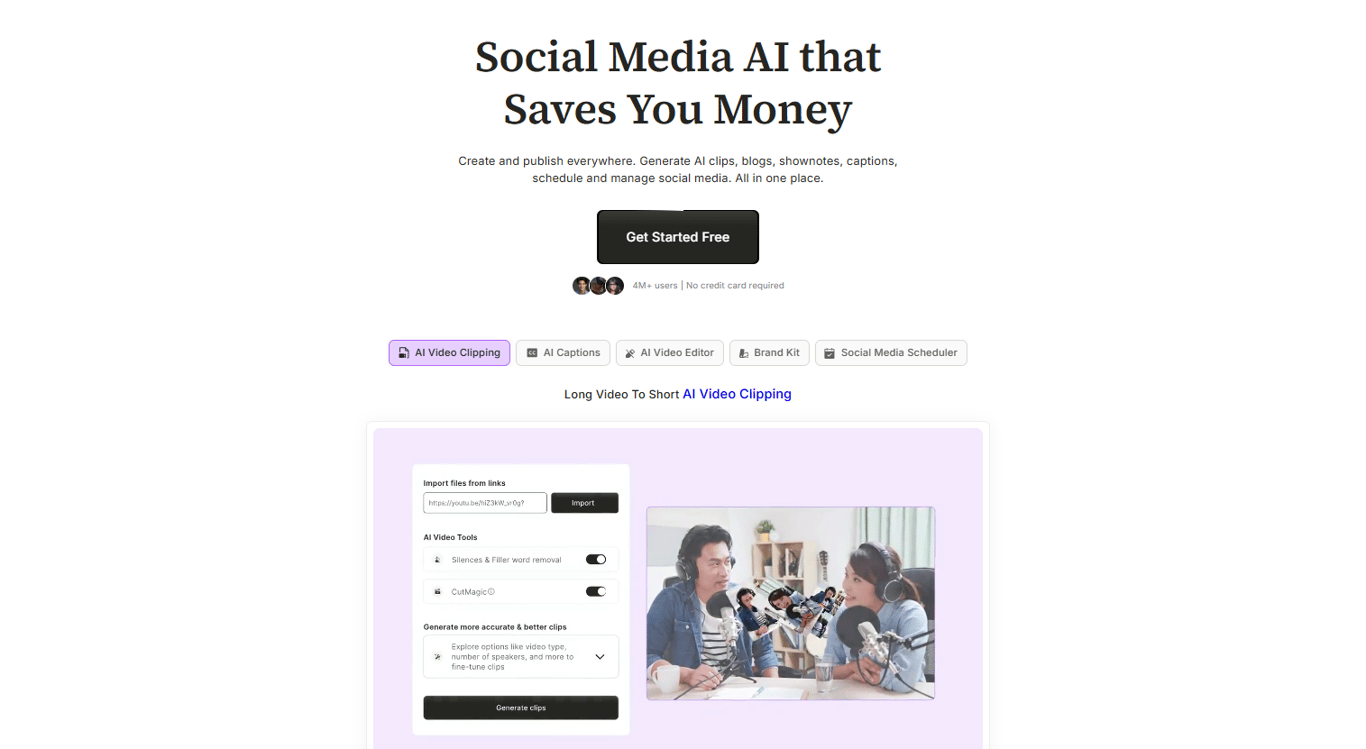 Web-interface-of-a-social-media-AI-tool-showing-how-to-import-a-video-link-to-generate-short-clips