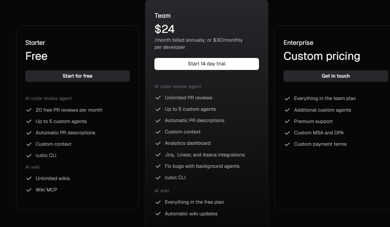 Cubic AI pricing and subscription plans