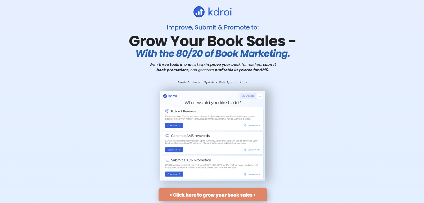 kdroi-v2-home-interface-amazon-kdp-promotion-tool