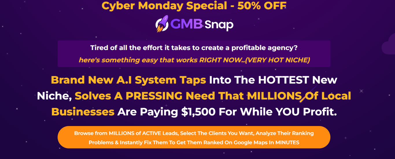 GMB Snap -homepage -interface -displaying -modern -Google -My -Business -management- features