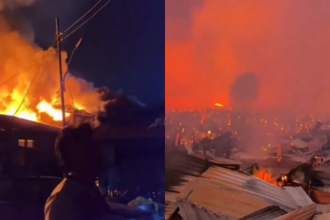 மலேசியாவின் சண்டகனில் நீர் மீது அமைந்த 1000 வீடுகள் பெருந்தீயால் பாதிப்பு, 9007 குடியிருப்பாளர்கள் பாதிக்கப்பட்டனர்